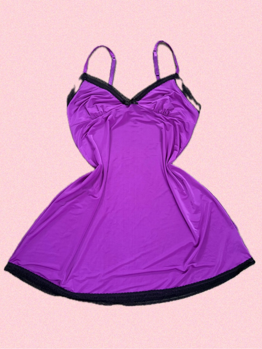 Magenta Lace trim Lingerie Slip Dress